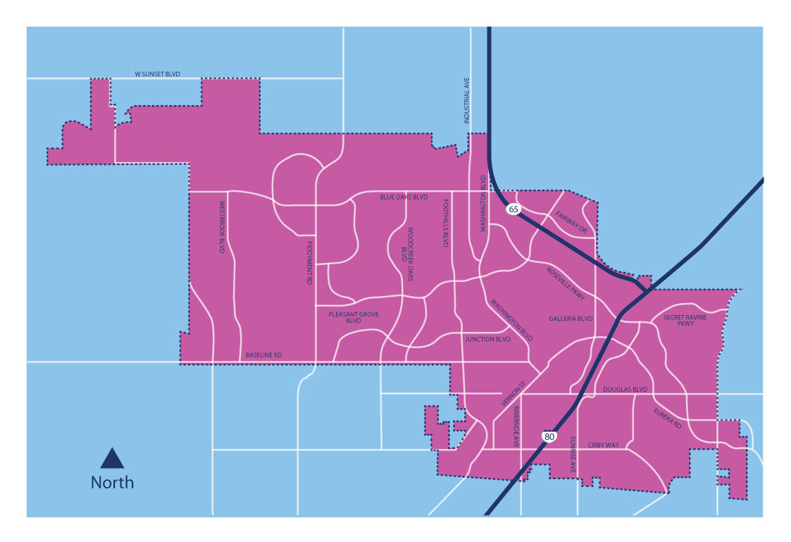 Map Arrow service area covering all areas within City limits. 